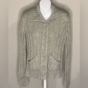 Old Navy Perfect Fit Cardigan Sweater Cable Knit Preppy Chunky Layer Button Up
